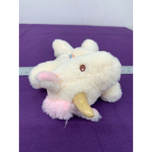 Spark Create Immagine Unicorn Cream Baby Rattle Pink Accent Rainbow Embriodered - Picture 3 of 6